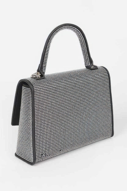 Women's Murray Hill hotfix rhinestone clutch bag by BYMANYC New York, featuring sparkling rhinestones and a sleek design.