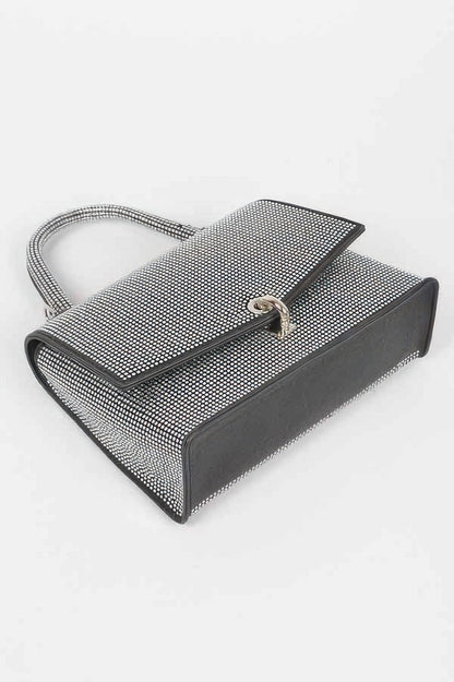 Women’s hotfix rhinestone clutch handbag by BYMANYC New York, featuring sparkling embellishments and a sleek design.