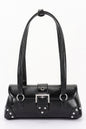 Women’s metal studded shoulder handbag from BYMANYC ® New York, Chelsea style, featuring a sleek design and shoulder strap.