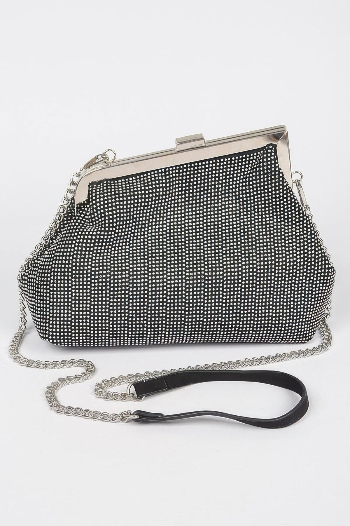 Women's rhinestone frame clutch handbag from BYMANYC New York, stylish HELL'S KITCHEN design, perfect for evening occasions.