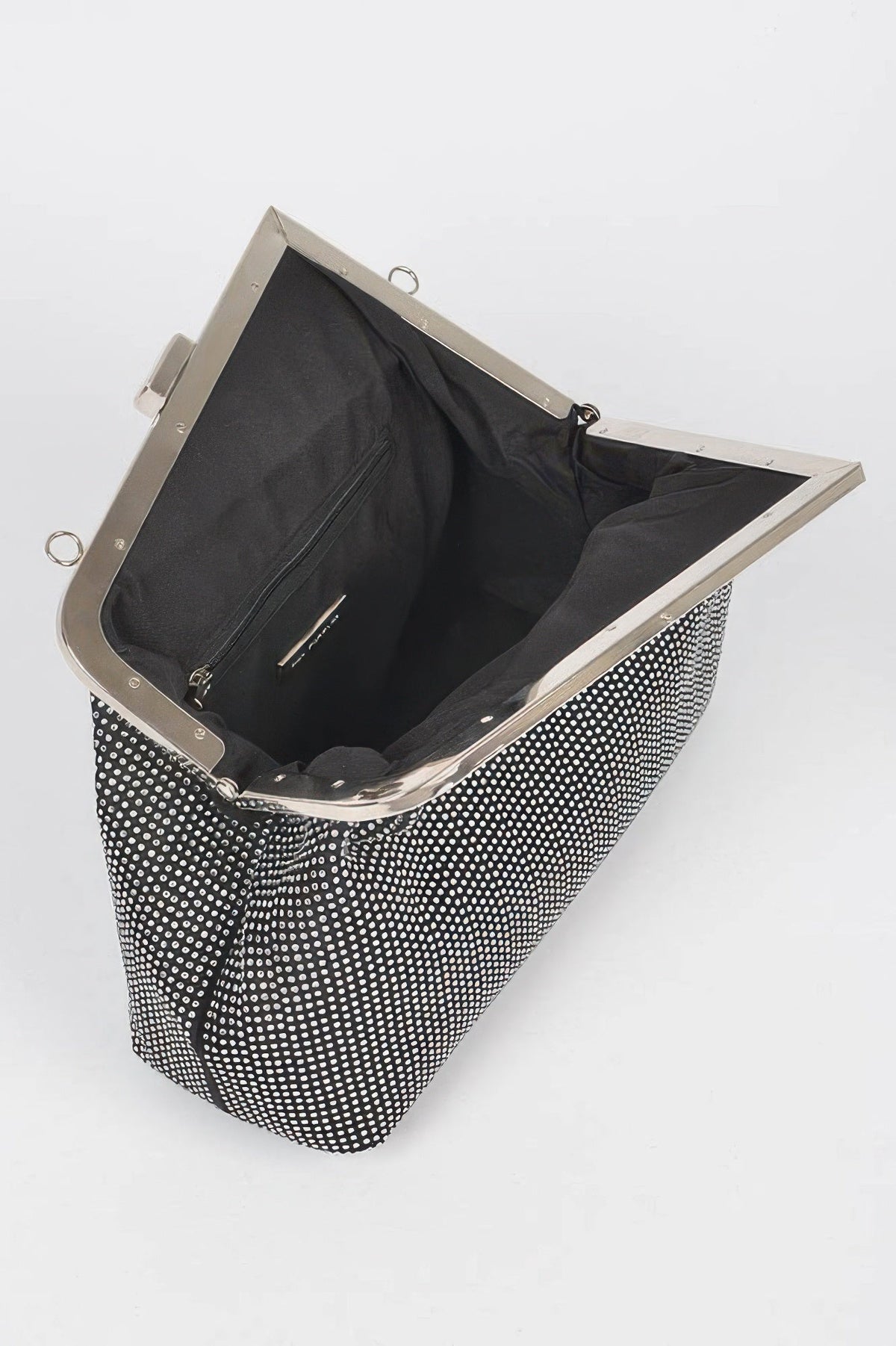 Women's rhinestone frame clutch handbag by BYMANYC New York, with sparkling embellishments and sleek design for elegant occasions.
