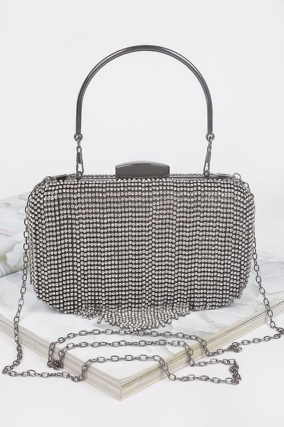 Women's Handbag Rhinestone Fringe Clutch - BROADWAY - BYMANYC ® New York