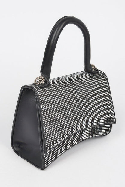 Women's rhinestone top handle handbag from BYMANYC ® New York, elegant GRAMERCY design with sparkling embellishments.
