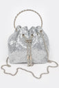 Women's sequins bucket bag by BYMANYC New York, stylish and trendy handbag with shiny sequin design for fashionable accessories.