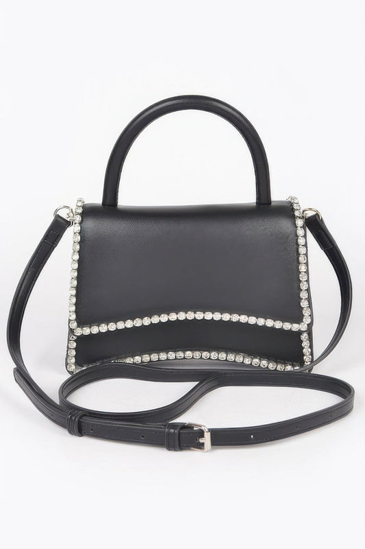Women's top handle flap handbag by BYMANYC New York, stylish UPPER WEST design with leather finish and elegant details.