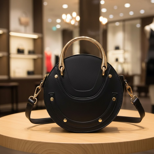 Women's Greenwich Circle handbag from BYMANYC's Manhattan Chic Collection, featuring a stylish design and elegant craftsmanship.