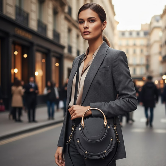 Women's Greenwich Circle handbag from BYMANYC's Manhattan Chic Collection featuring stylish design and high-quality craftsmanship.