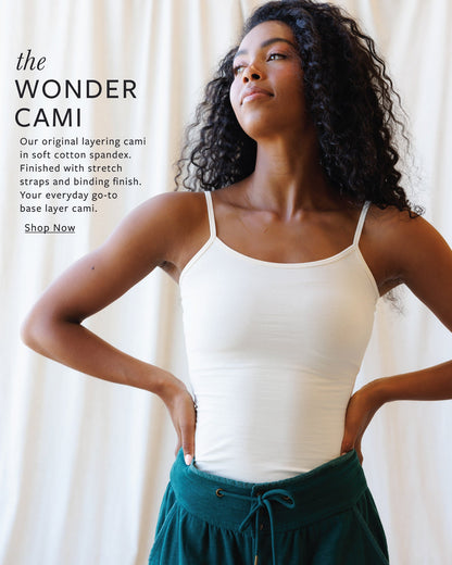 Downeast Wonder Cami tee, lightweight casual top in soft fabric, shown in a neutral color, perfect for layering or everyday wear.