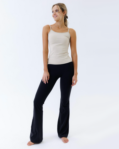 Downeast Wonder Cami nude-colored tee shirt displayed flat, showcasing its soft fabric and simple, versatile design.