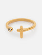 Elevated Faith wrapped cross gem ring featuring a silver band with a small cross and sparkling gemstone accent.