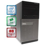 Dell OptiPlex 7010 Desktop Computer Tower | Quad Core Intel i7 (3.9GHz Turbo) | 16GB DDR3 RAM | 500GB SSD Solid State + 1TB | WiFi-5G + Bluetooth | Win 10 Pro | Home or Office PC (Renewed)