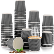 200 Pcs 4oz Paper Espresso Cups Ripple Wall Hot Cups For Coffee Disposable Coffee Cup Paper Hot/Cold Drinking Cups for Party Picnic Travel and Events (Grey)
