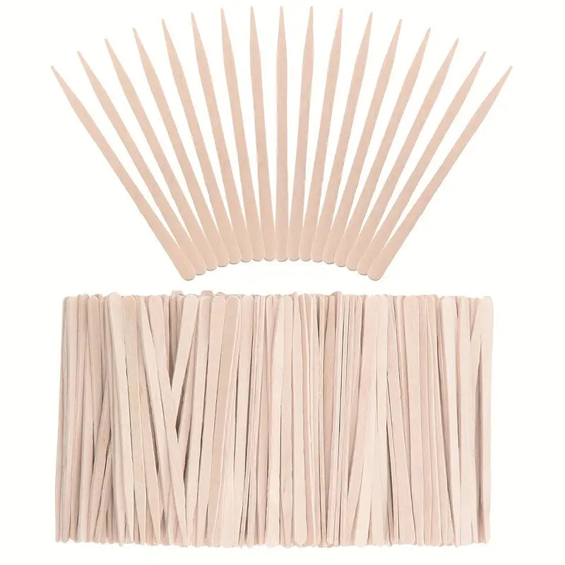 200 Pcs Wooden Eyebrow Wax Sticks Applicator Tongue Depressors for Precise Hair Removal