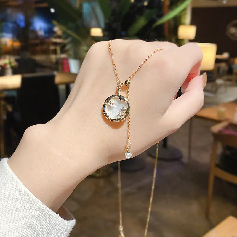 Minimalist Titanium Steel Pearl Heart Pendant Necklace