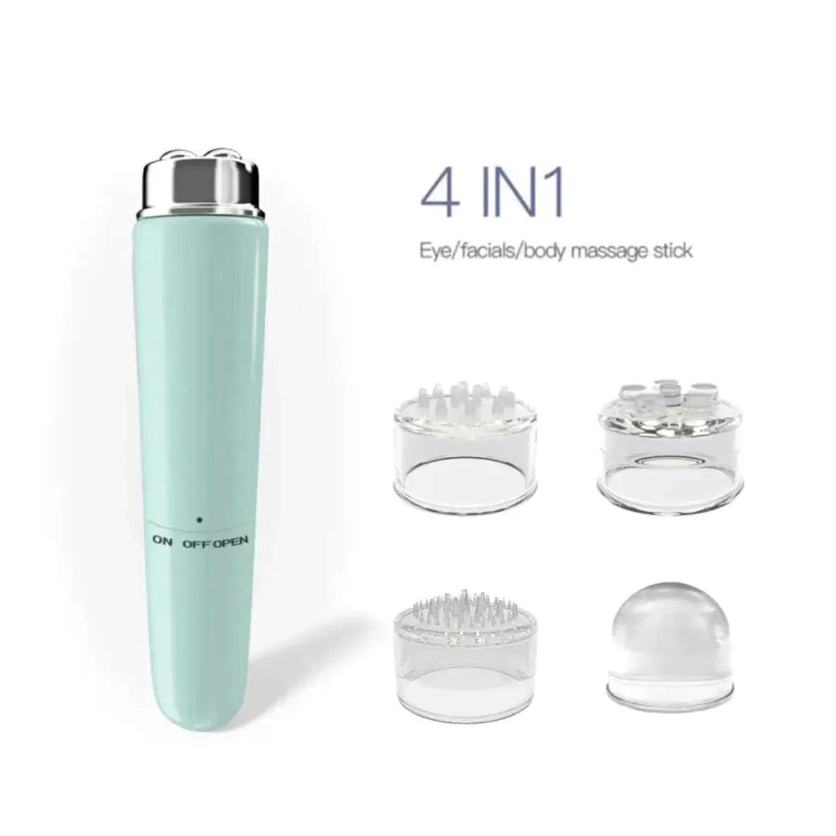 4-in-1 Electric Facial Massager with micro vibration and four interchangeable heads for eye and facial massage targeting dark circles and puffiness
