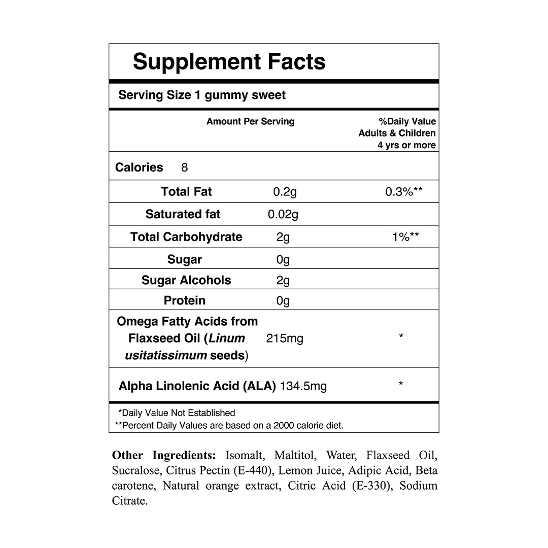 Sugar-free Omega 3 supplement by Your Label with fish oil capsules in orange flavor, shown in a clear bottle.