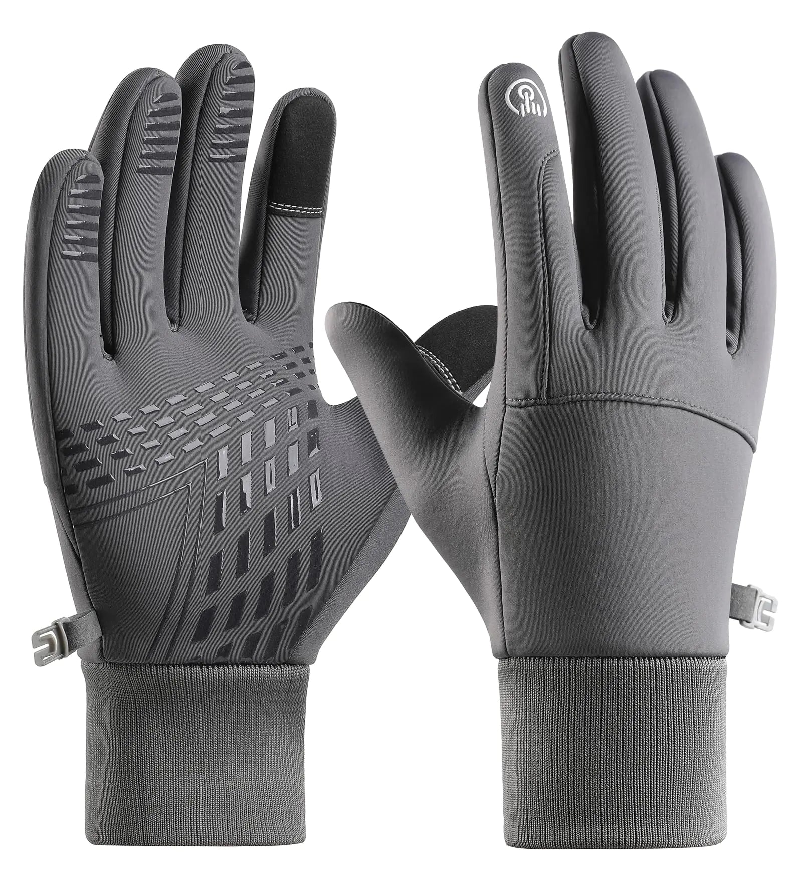 Winter Gloves Men Women Touch Screen Gloves Running Gloves Cycling Gloves Driving Gloves for Men Women Warm Gloves Freezer Gloves Waterproof Gloves Mens Winter Gloves (Grey Large)