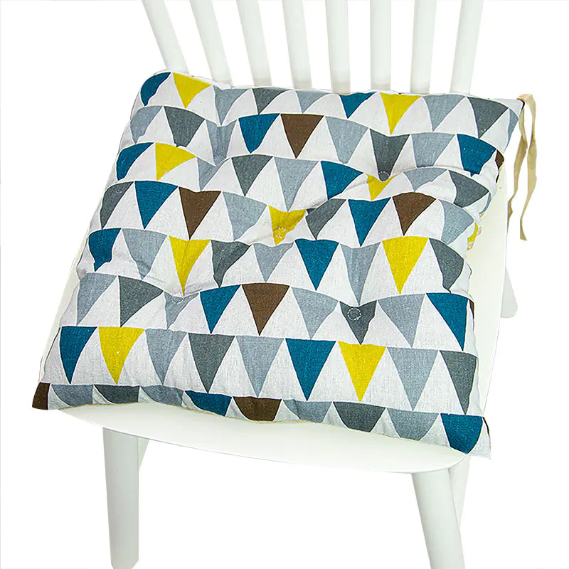 Round Chair Cushion for Bay Window - Printed Polyester Linen