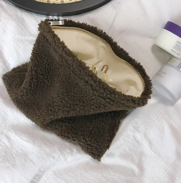 Plush Lambwool Makeup Pouch and Organizer Bag