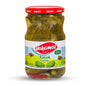Glass jar of Yakamoz pickled unripe melon (kelek) by S101, showcasing the preserved green melons in brine.