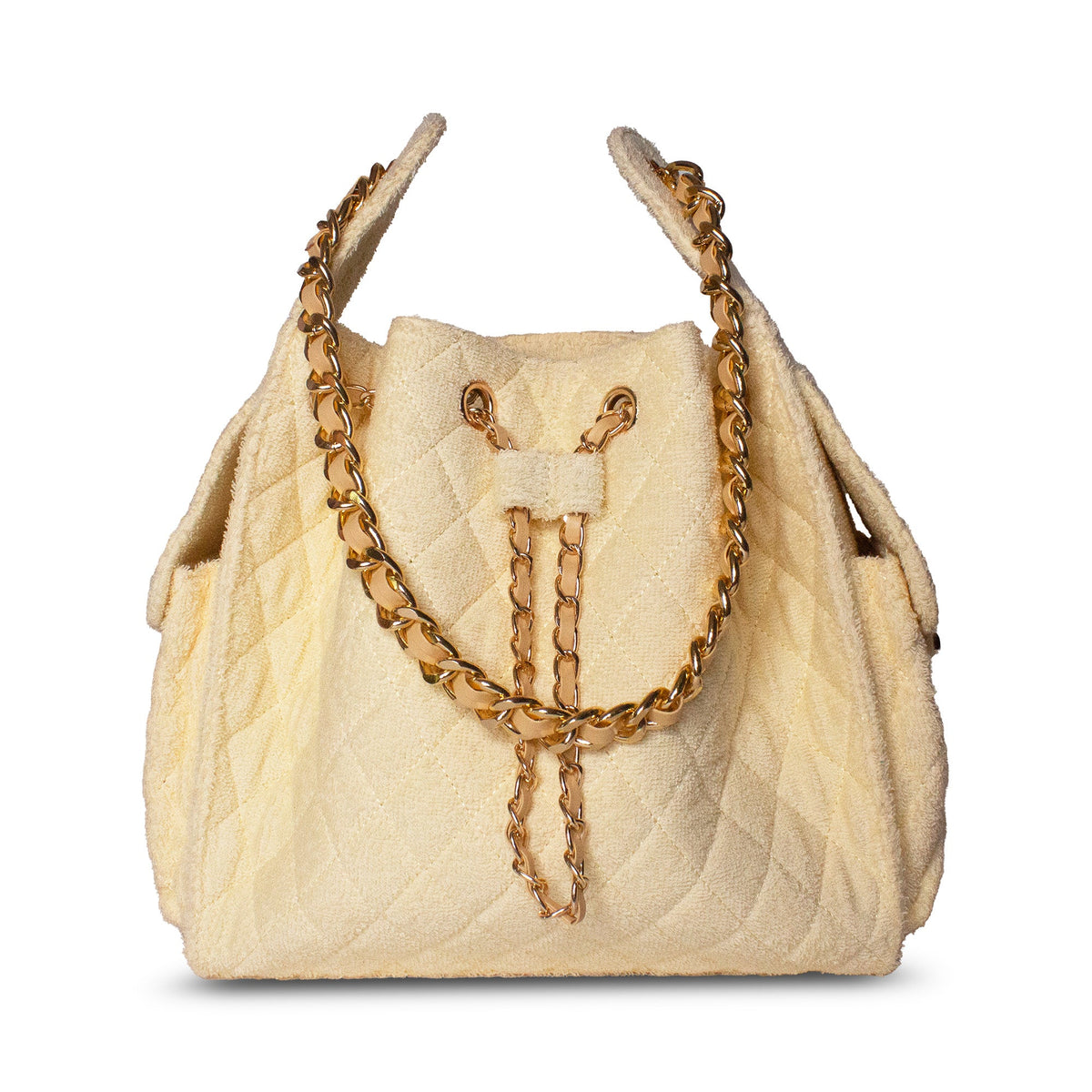 Medium Bayshore Bucket Bag by BEACH HAUS in butter yellow, featuring a stylish bucket shape and casual daytime design.