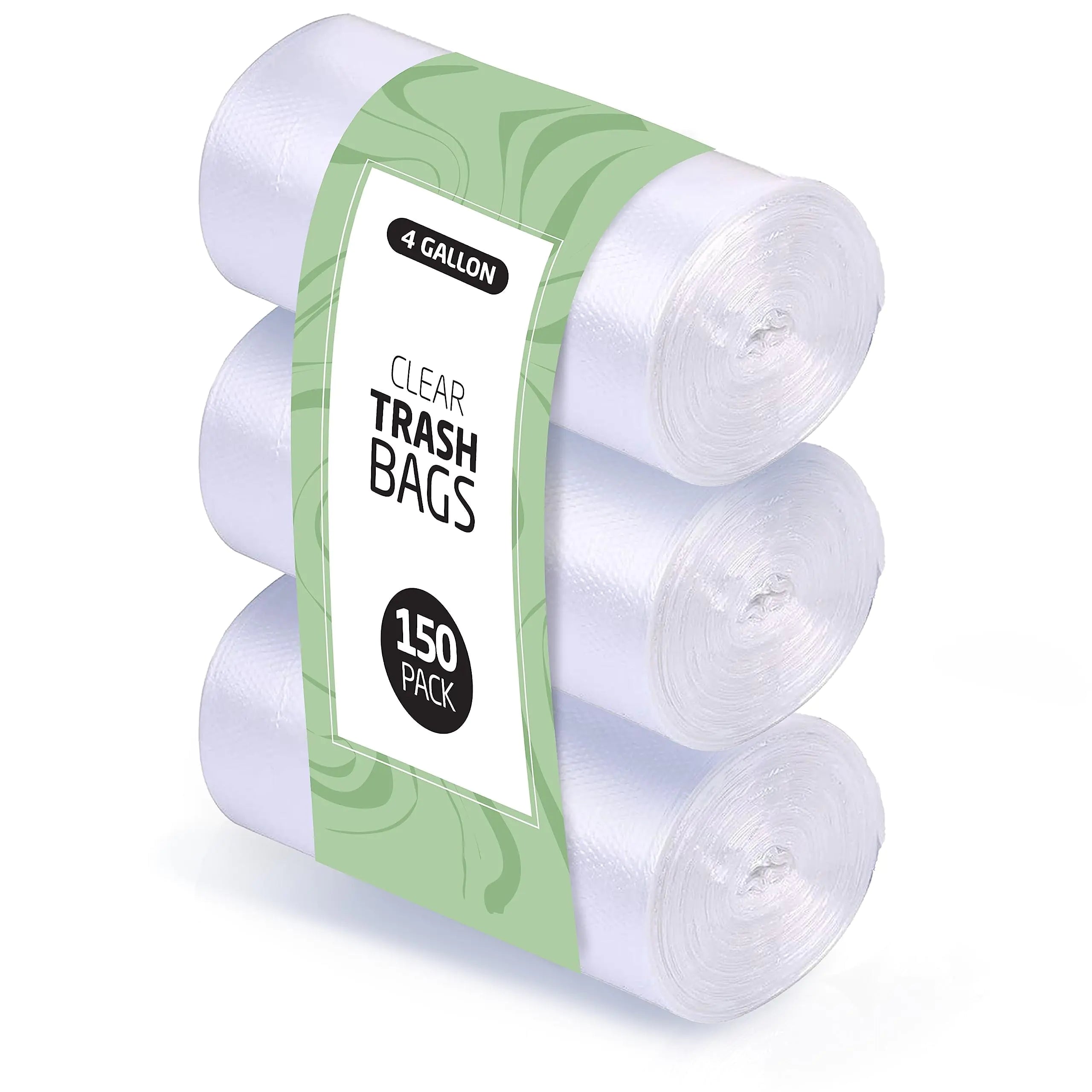 4 Gallon Trash Bags - 150 Small Mini Garbage Bags | 17" x 18" Clear Waste Basket Trash Bags | Bulk Plastic Bathroom Trash Can Liners