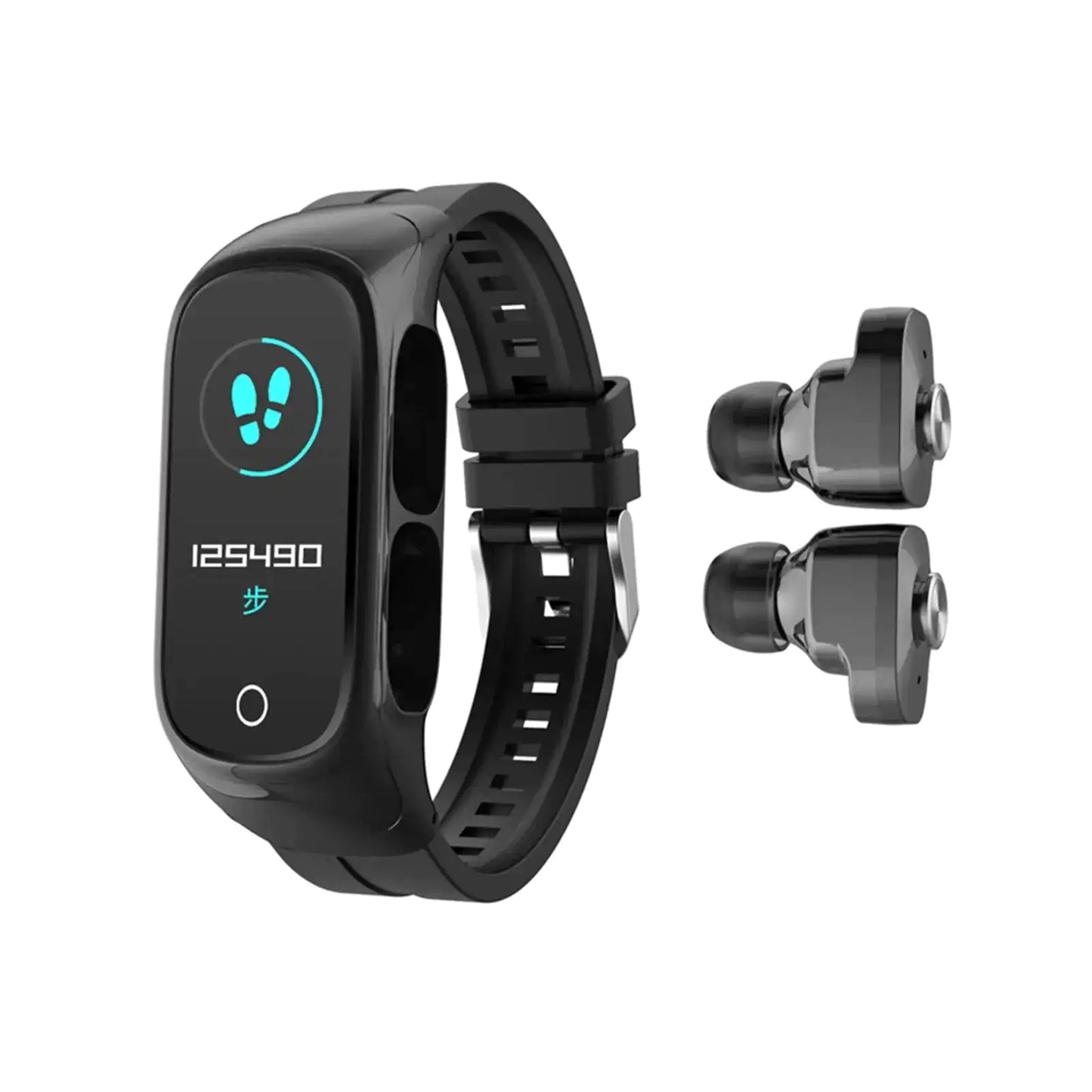 2-In-1 Smart Bracelet With Wireless Earbuds - Fitness Tracker, Heart Rate Monitor & Music Control
