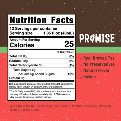 Java House Promise Real Brewed Tea Hibiscus in a clear glass bottle, showing vibrant red hibiscus tea with fresh citrus slices.
