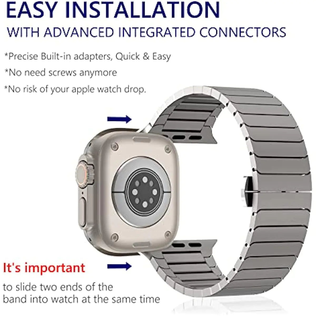 Stainless Steel Watch Band for Apple Watch S8 with Clasp