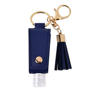 HSYHERE Multifunction Portable Empty Travel Bottle Keychain Hand Sanitizer Bottle Keychain PU Leather Tassel Key Chains Car Key Ring +Refillable Containers for Toiletry Shampoo Lotion Soap -Blue 2