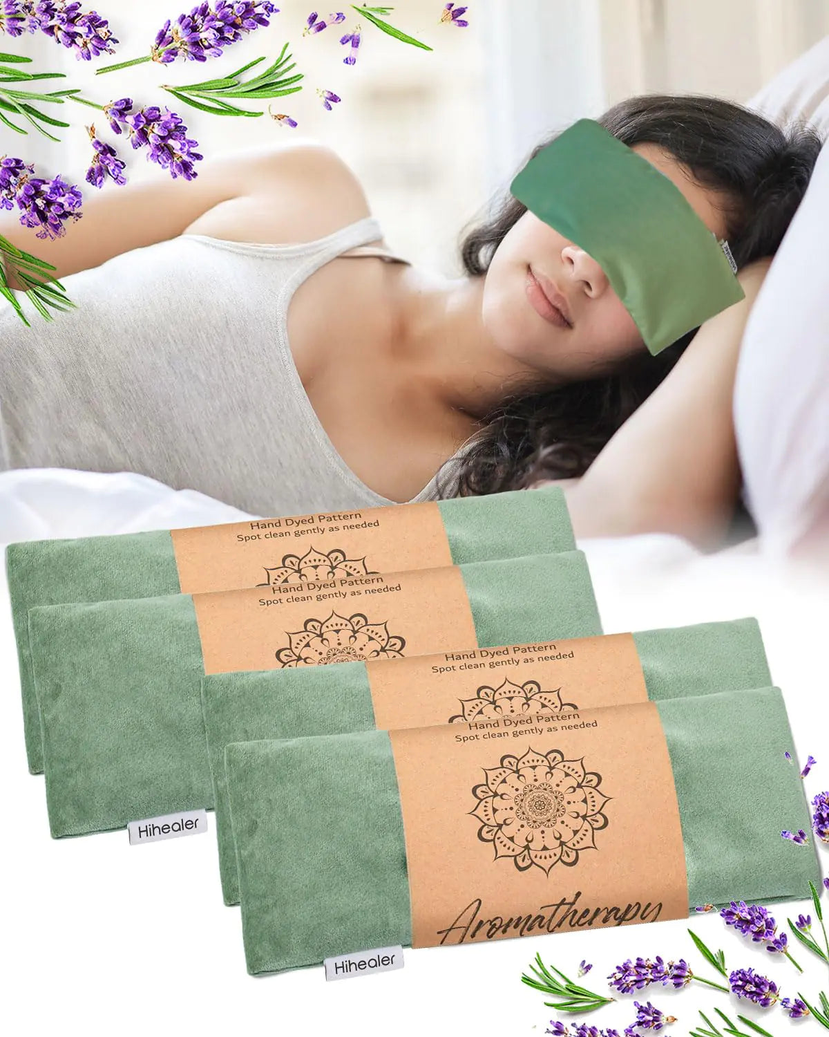 Hihealer Lavender Eye Pillow - Weighted Eye Mask for Sleeping Headache Relief Sinus Pressure Aromatherapy Moist Heat Eye Compress Meditation Accessories Relaxation Sleep Mask Gift for Women