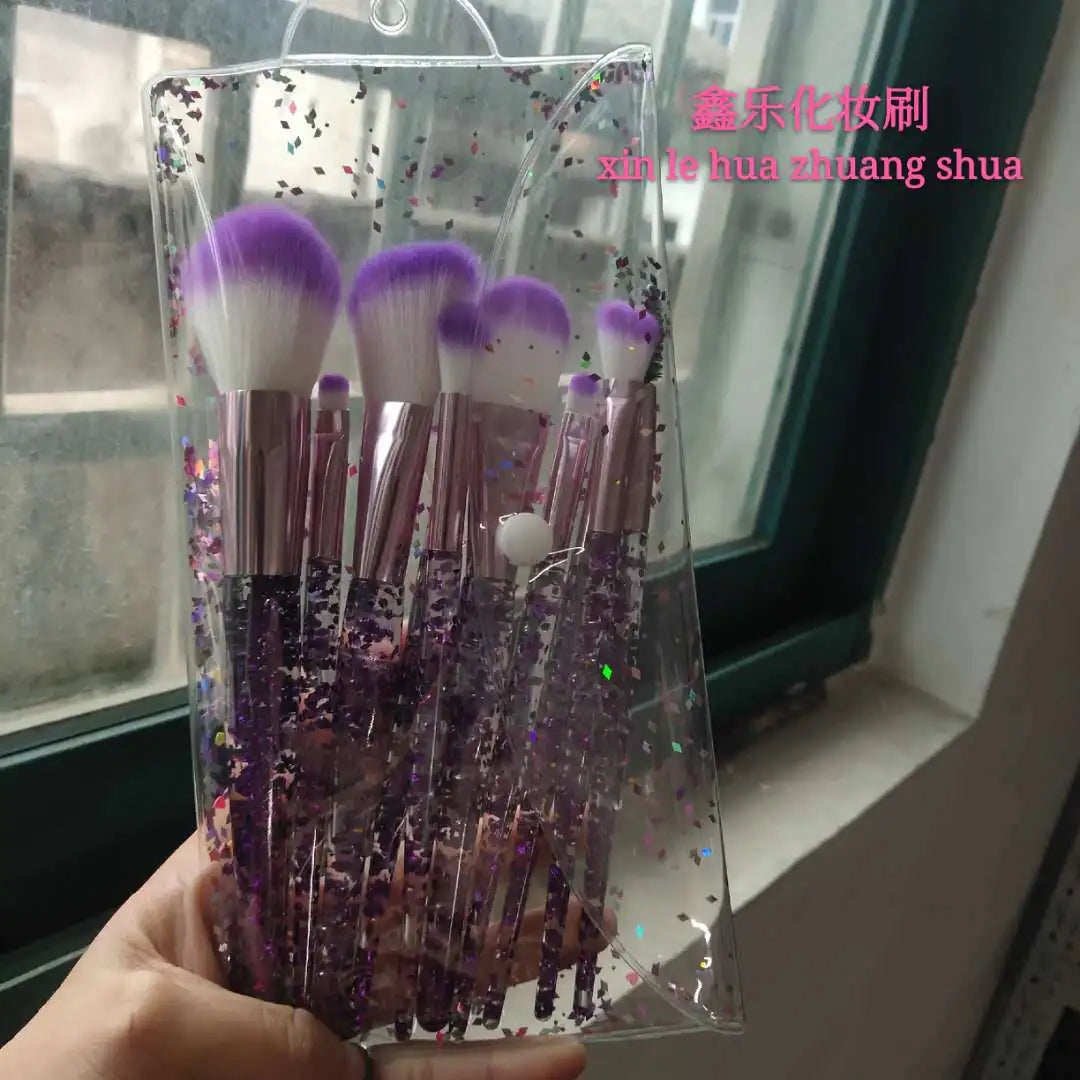 Vibrant purple-themed Colorful Makeup Brush Set with Synthetic Fibers, ideal for achieving flawless blending & contouring.