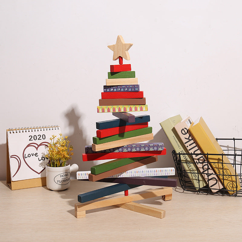 Christmas building blocks desktop decoration in festive holiday design by My Store