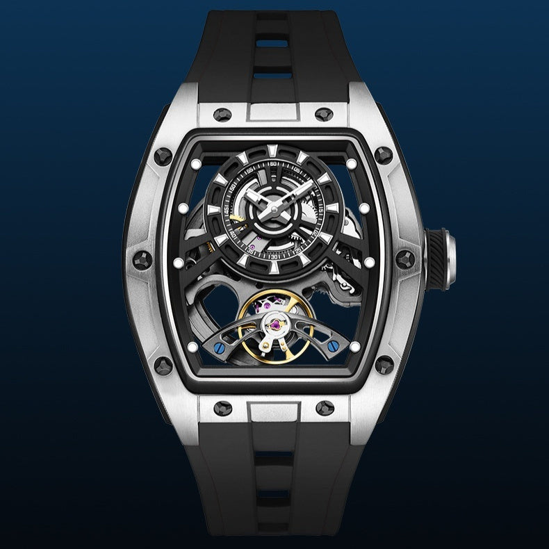 Men's transparent barrel-shaped luminous waterproof mechanical watch by My Store