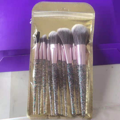 10-piece essential makeup brush kit by BACKUPMYFILESNOW® featuring various brushes with black handles and soft bristles for makeup application