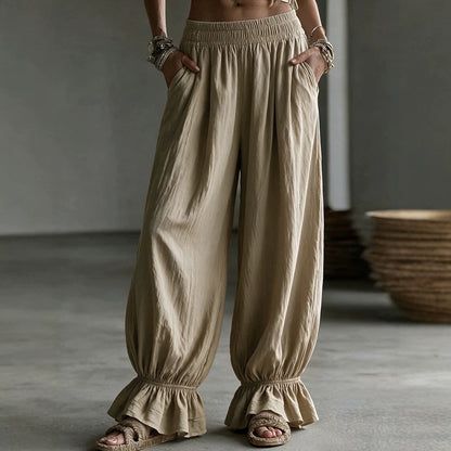 Women's autumn solid-color casual pants in a relaxed fit араион