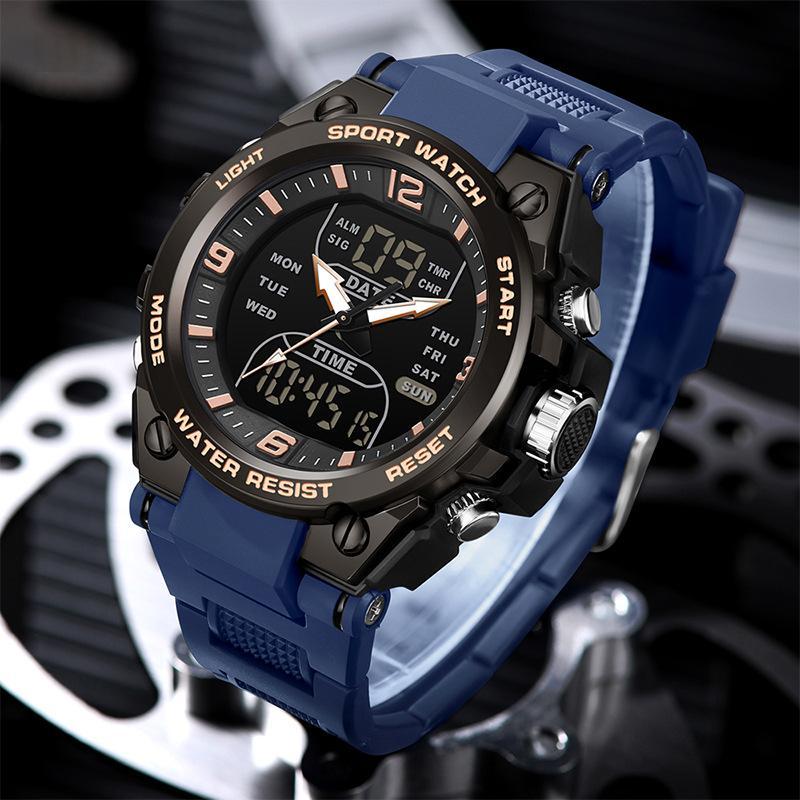 Multifunctional waterproof dual-display swimming watch by My Store, shown with digital time and swim tracking features