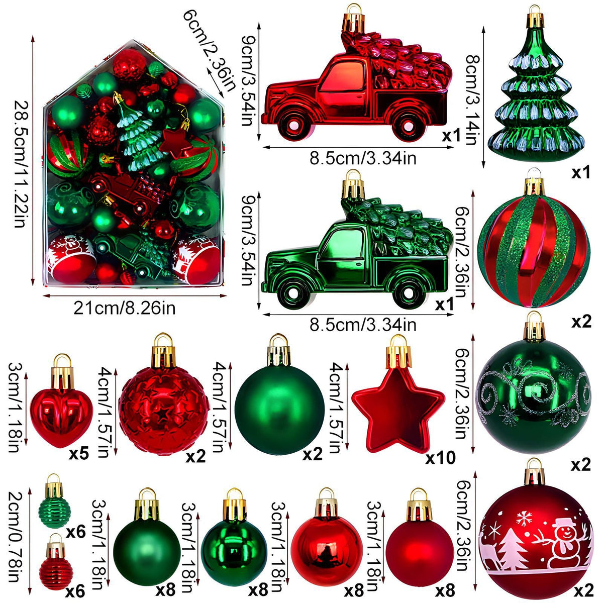 Christmas tree ornaments and decorations by My Store displayed together