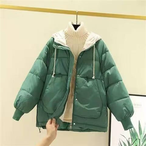 Women's short winter cotton student coat in a simple, warm design