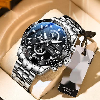 Simple men's water-resistant quartz watch with a minimalist dial and adjustable wristband