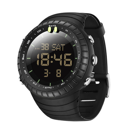 Large-dial multifunction waterproof luminous watch with a clear face and durable strap