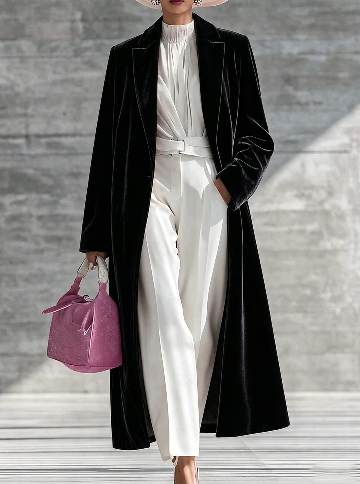 Women's V-neck over-the-knee velvet coat by My Store