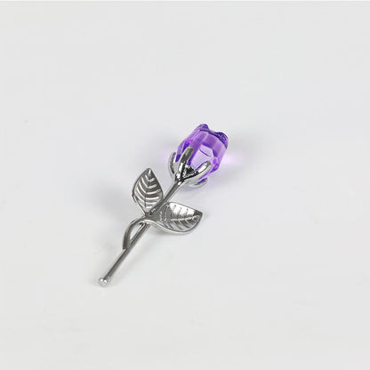 Crystal golden rose flower Valentine's Day gift with sparkling petals and decorative stem