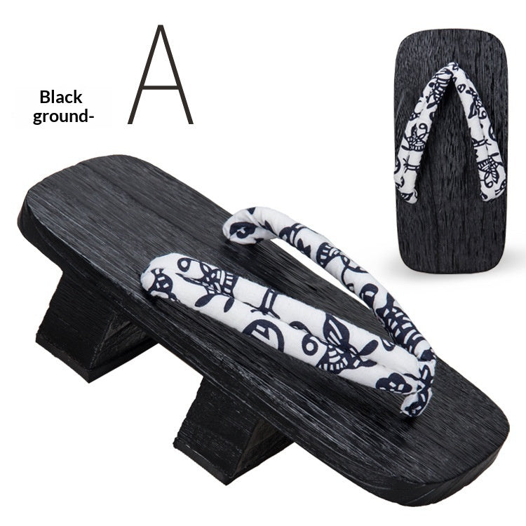 5.5cm-heeled solid-wood men's flip-flops in natural wood finish, side view