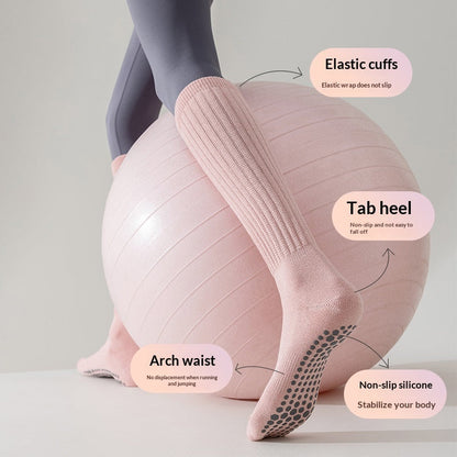 Silicone non-slip yoga socks for women with grippy soles and breathable knit fabric
