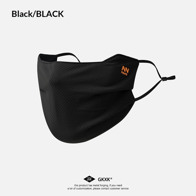 Sunscreen breathable 3D stereoscopic sunshade riding mask in black with full-face coverage