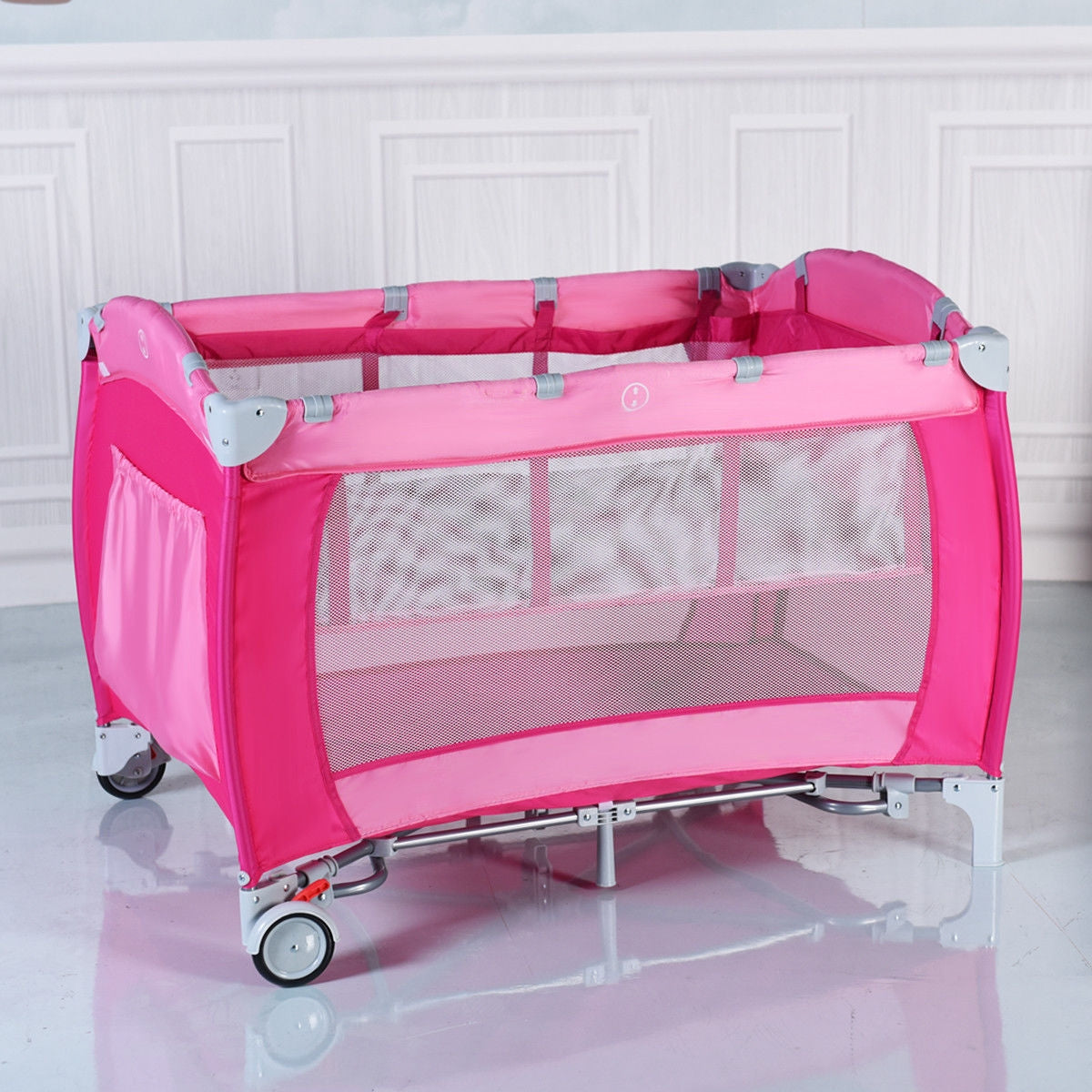 GBruno foldable wagon stroller for 2 kids with removable canopy and adjustable push handle, shown with kids inside and canopy extended.