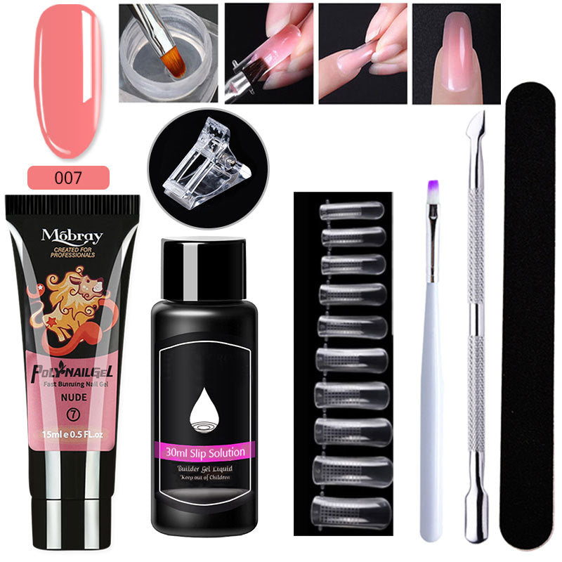 7-piece nail art crystal extender set with assorted shimmering crystals for nail decoration
