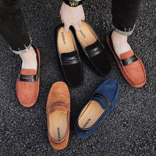 Men’s color-block edging slip-on loafer in versatile leather with a sleek, casual design