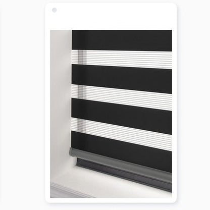 Soft gauze electric zebra rolling curtain, semi-shading roll-up window blind in alternating sheer and opaque stripes